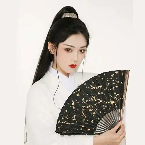 古风马尾假发虎口抓夹式高马尾直发女爪夹式汉服发包男士古装发髻