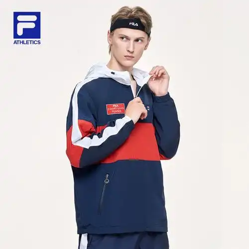 filaathletics斐乐男士运动外套2021春季新款宽松套头拉链卫衣男