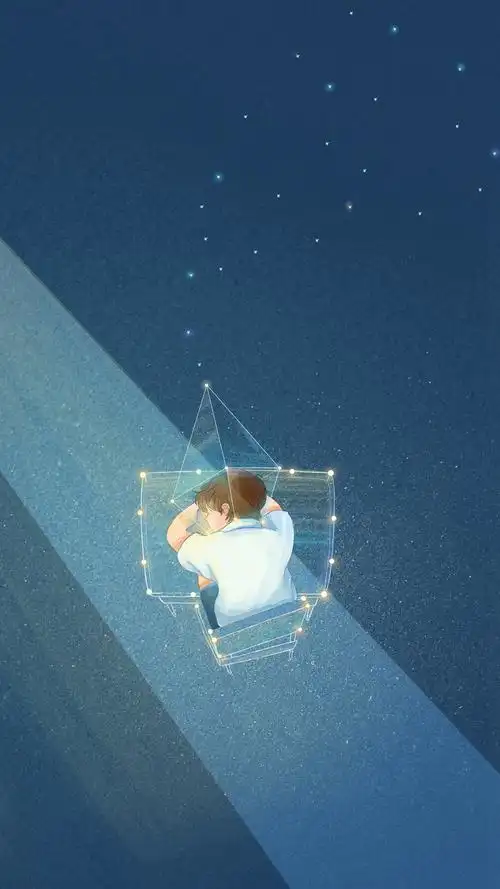 清新唯美男生插画手机壁纸,安静唯美的画面,简简单单的颜色,清新淡雅