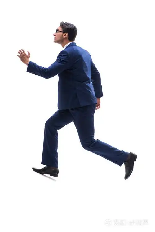 商人行走站立侧查看孤立在白色背景