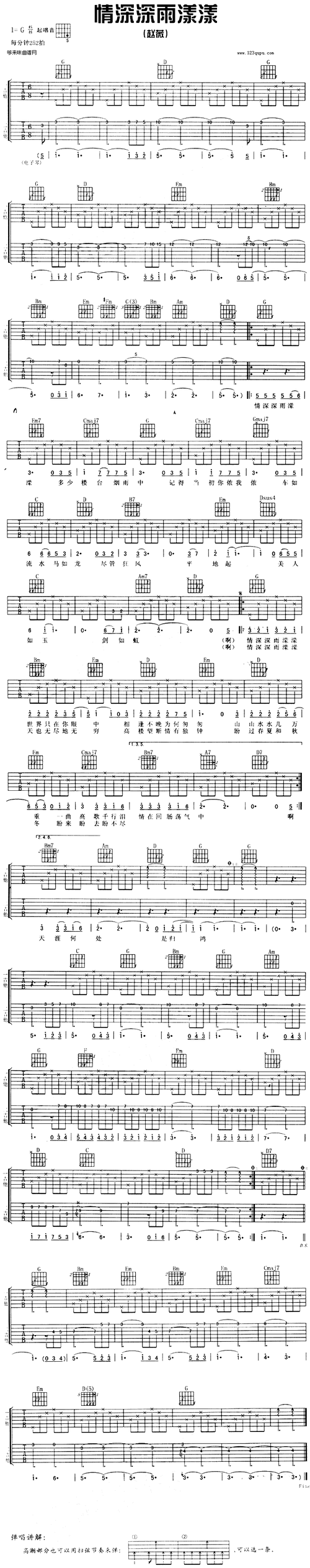 情深深雨蒙蒙(赵薇)吉他谱图片