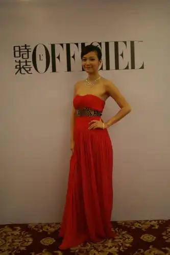 气质徐静蕾:一向以黑白搭配亮相的老徐,很少尝试如此艳丽颜色的礼服