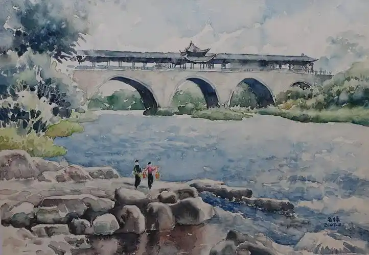 施名禄水彩画(宁化风光)