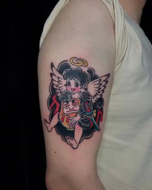 蛋按照客人要求把脸部修改了我还是更喜欢我的日式小弟03#杭州纹身