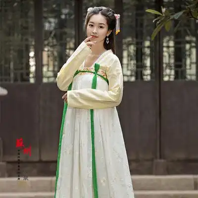新款古装女清新仙女唐装汉服日常改良齐胸襦裙棉麻绣花长裙春夏款