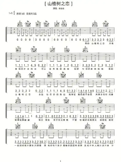 山楂树之恋吉他谱