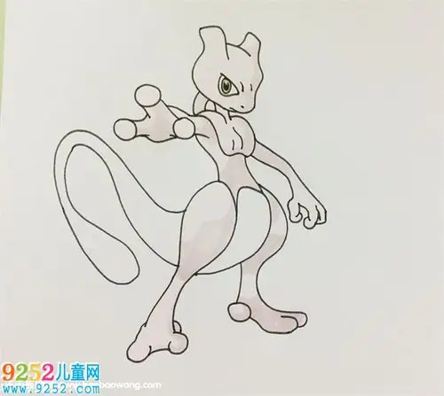 超梦怎么画? 精灵宝可梦简笔画 - 9252儿童网