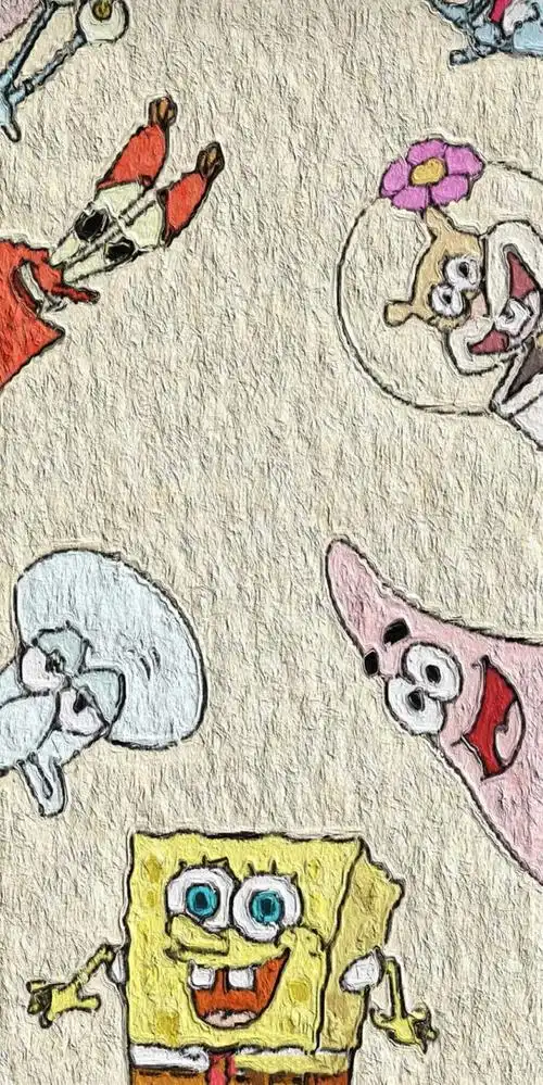 海绵宝宝主题油画壁纸ins