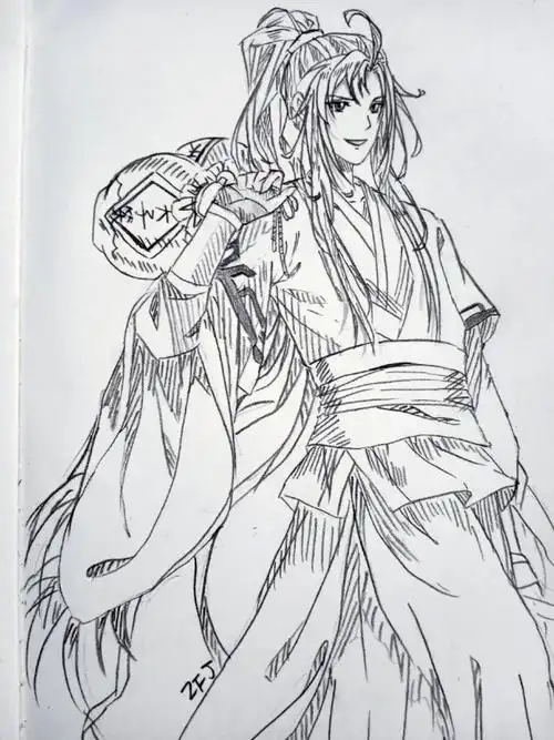 绘画过程 手绘临摹摸鱼 魔道祖师魏无羡