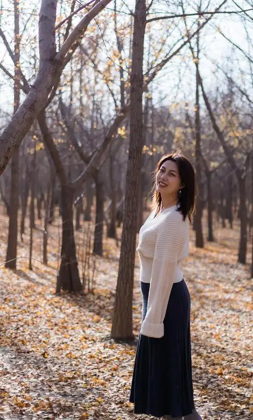 银杏林 人像摄影 秋天落叶