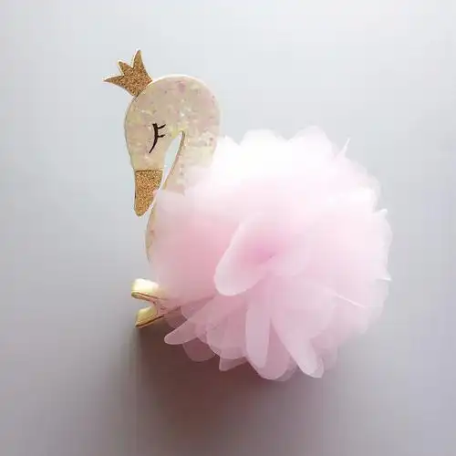 羽毛天鹅发夹发带粉色大天鹅动物头饰白色毛球天鹅夹子发饰