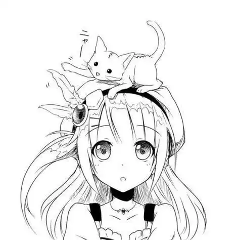 二次元美少女呆萌简笔画