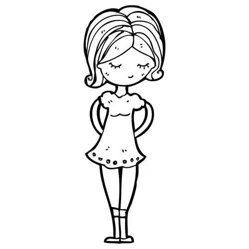 害羞的女孩卡通,向量,在白色背景上的害羞的女孩卡通