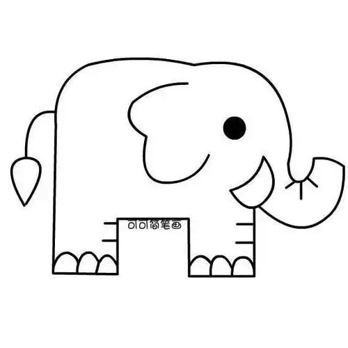 幼儿启蒙简笔画大象,大象是群居性动物,以家族为单位,由雌象做领袖