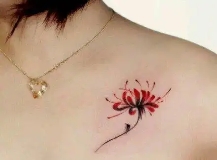 超好看的红色彼岸花纹身图案4