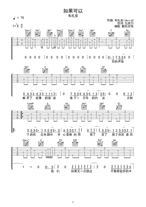 吉他谱 第1页