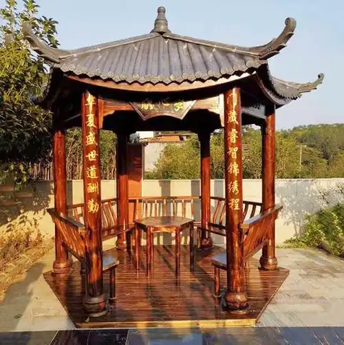 古建凉亭八角亭榫卯结构木亭定制仿古中式防腐木碳化工艺