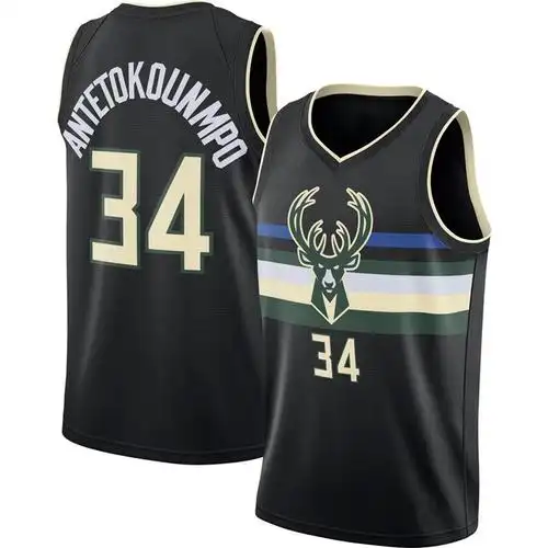 nba雄鹿 队bucks #34 antetokounmpo 字母哥刺绣篮球衣服外贸批发