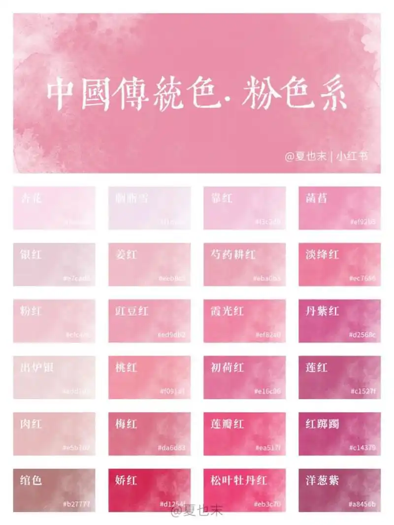 第2期粉色系都是新色,与第1期不重复哦[并不简单] 中国传统色色卡
