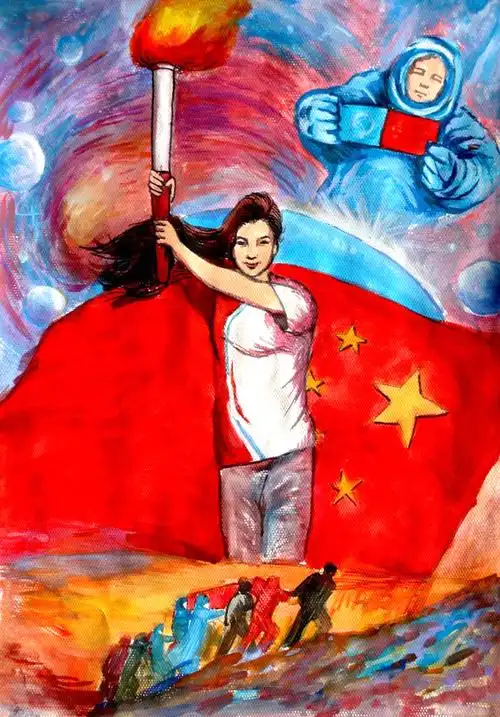 三张中学生「放飞·梦想」主题绘画作品-图1