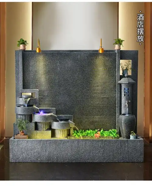 墙流水屏风隔断鱼缸喷泉流水摆件公司办公室玄关形象景观庭院鱼池装饰