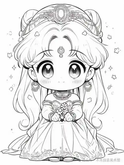 动漫 | 分享一组动漫人物女生黑白线稿(可打印)收不收藏,定要考虑好!