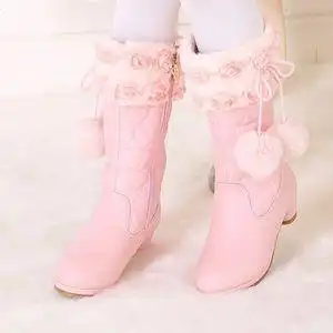 000人付款淘宝女童高跟靴子2018新款韩版公主棉靴儿童长靴秋冬童鞋小