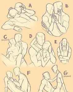 com采集雨滴子采集到恋#sai资源库# 动漫双人/cp姿势画法参考!