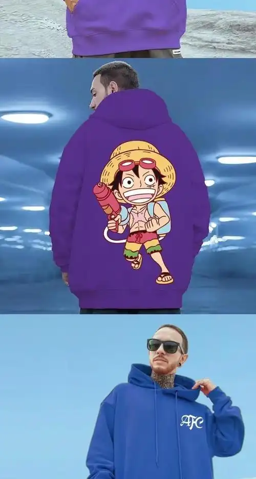 罗蒙romon卫衣男动漫海贼王联名路飞索隆山治周边连帽二次元秋季宽松