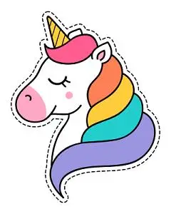 彩色手绘独角兽元素