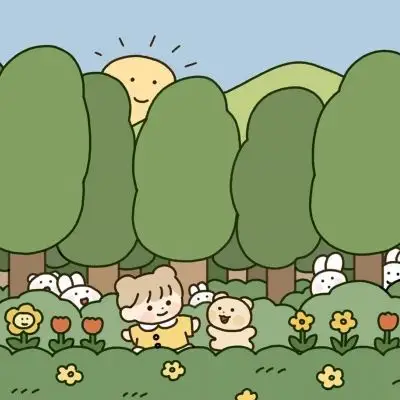 可爱绿色系治愈系插画背景图|可爱治愈的生活