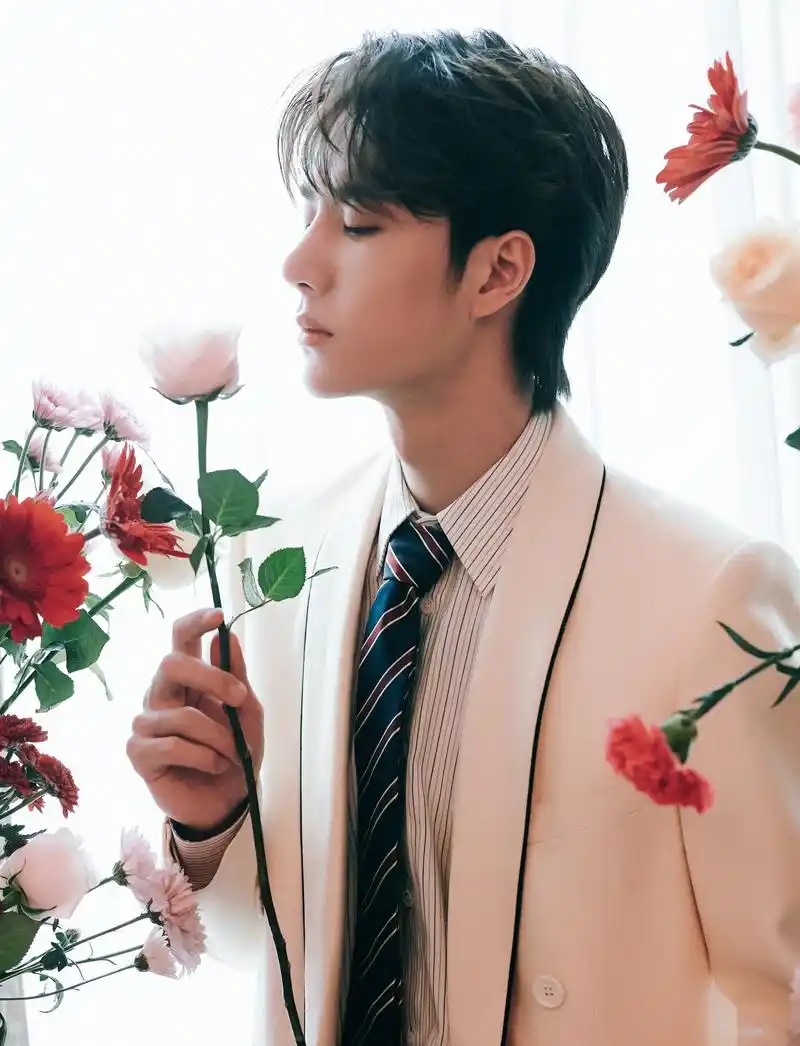 王一博白色西装王一博 少年和花,好配好搭! 期待今晚酷盖跨界变魔术
