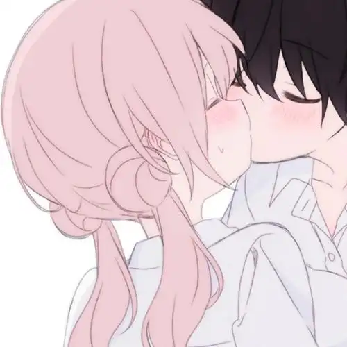 动漫情侣头像可爱粉发