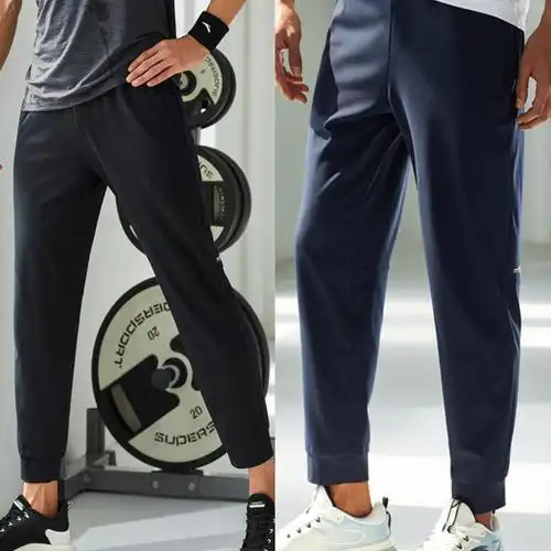 安踏修身男裤针织运动九分2021夏冰肤科技透气运动长裤