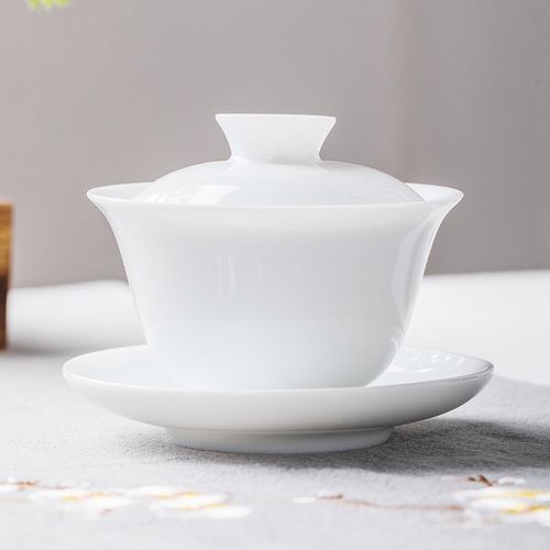 纯白泡茶玉瓷小号茶杯盖碗茶盖碗茶壶办公室白瓷功夫茶具