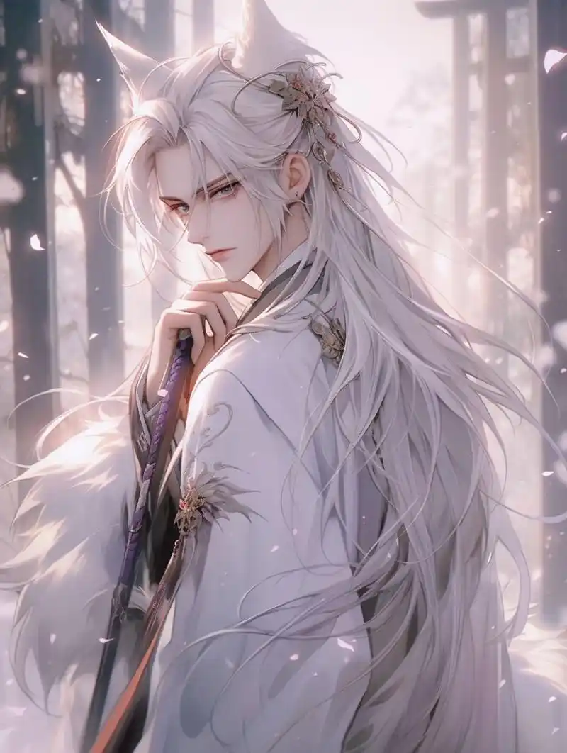 白毛控·古风白发男生头像