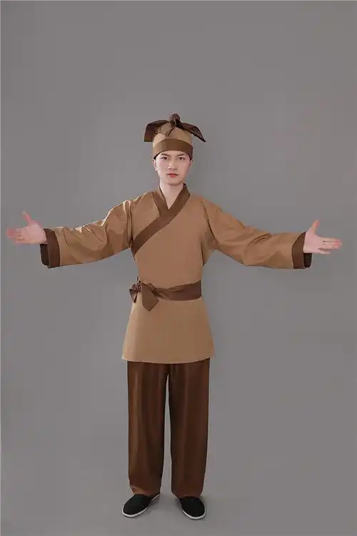 新款店小二平民古装演出成人汉服男农夫家丁仆人书童茶艺馆工作服