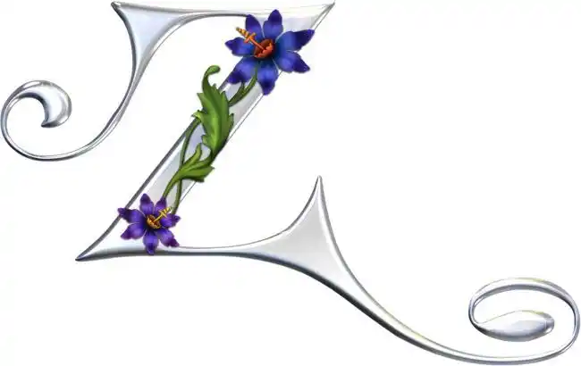 银色花藤缠绕装饰英文字母psd素材z(psd,psd源文件)