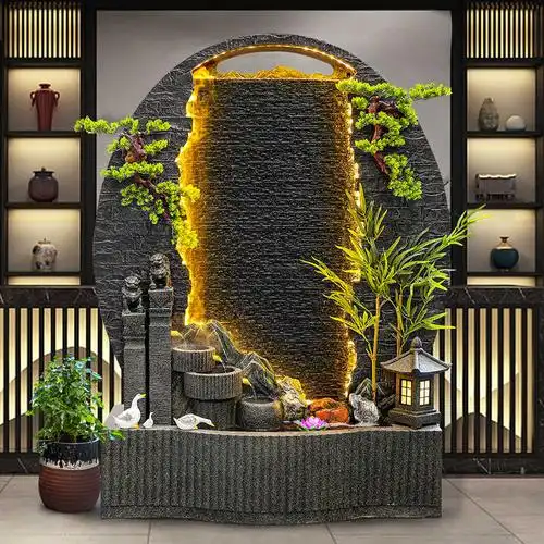 流水喷泉鱼池庭院田园阳台水幕幕墙水景屏风摆件