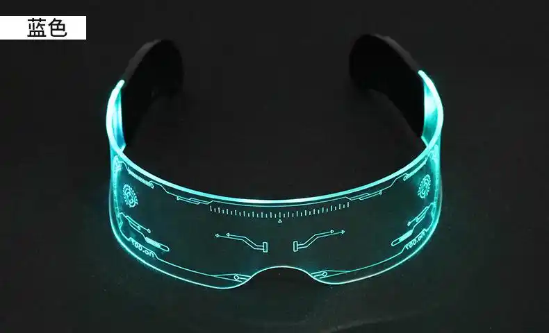 亚马逊热销led灯发光眼镜潮 未来科技感赛博朋克风酒吧蹦迪眼镜女