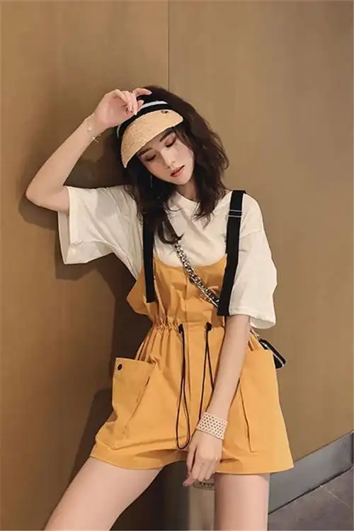 2021夏季新款时尚潮流工装套装女穿搭洋气矮个子网红两件套潮
