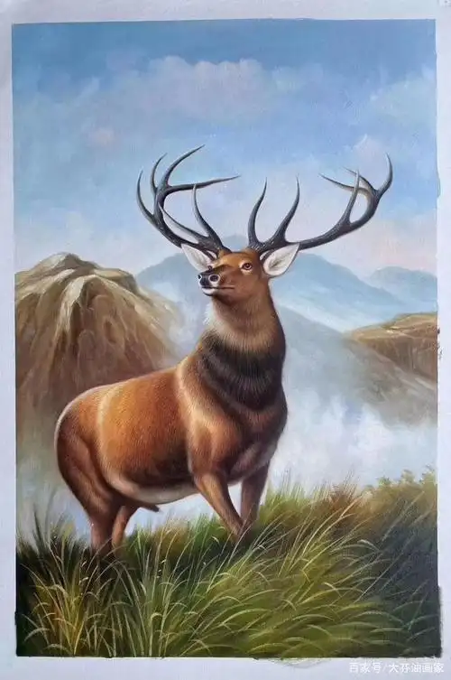 大芬油画动物麋鹿