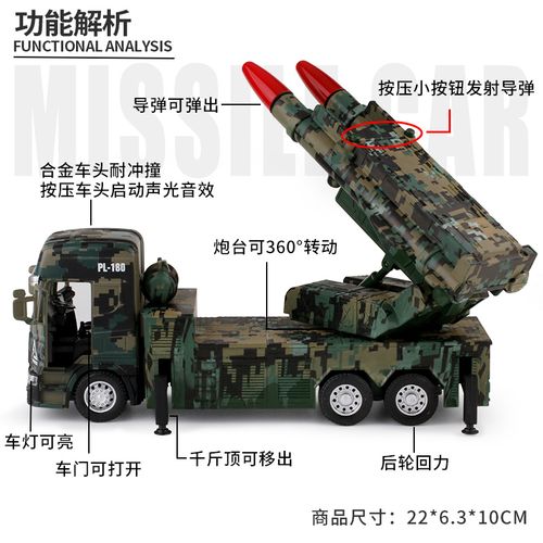 导弹车火箭车坦克军事玩具车儿童合金汽车仿真坦克