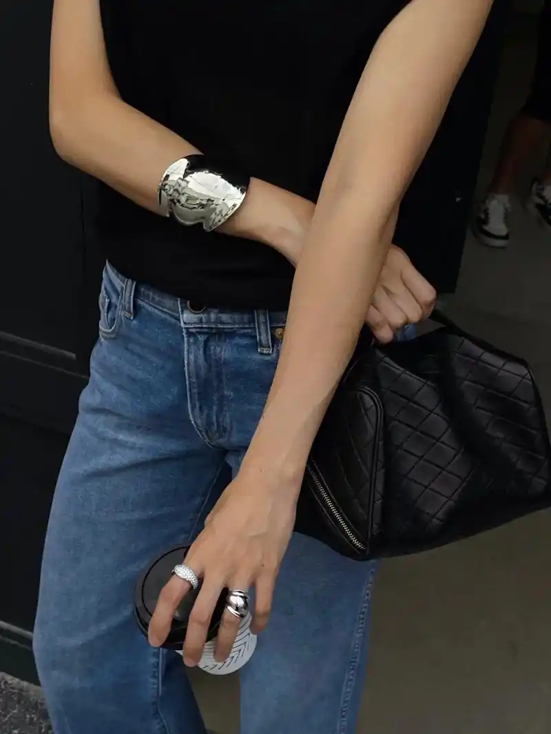 dos 不对称褶涧开口戒指|银色 不对称褶涧开口手镯|银色 @charlene