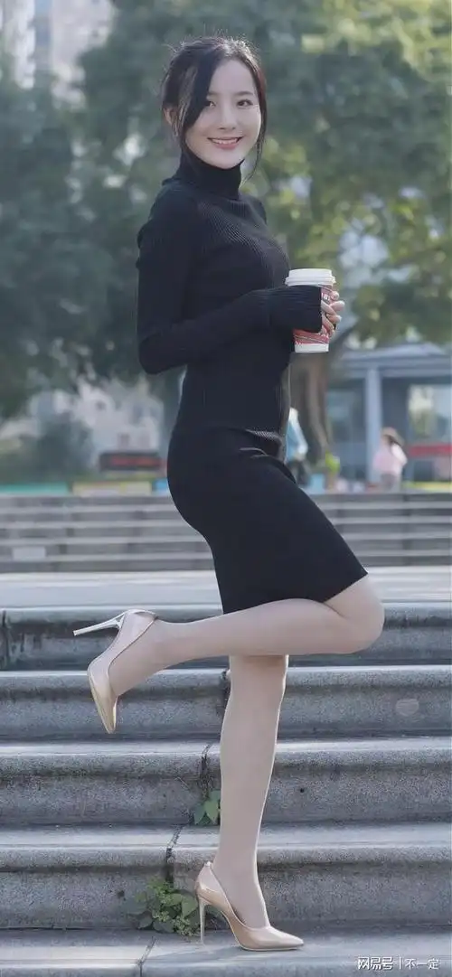 黑裙搭配肉色丝袜高跟鞋居家味穿搭