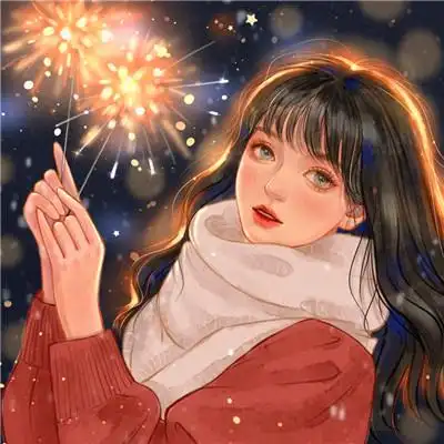 手绘新年过年放烟花女生唯美头像图片_女生动漫头像_头像屋