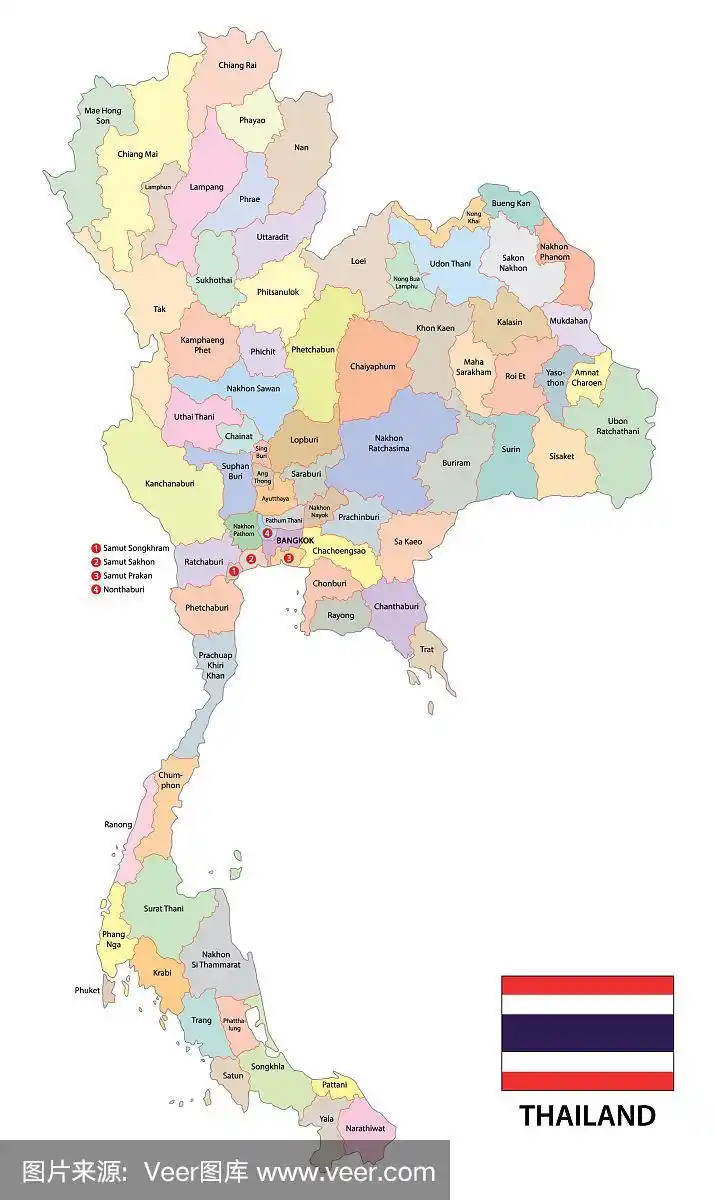 泰国王国行政地图