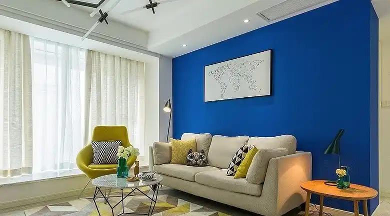 蓝色混搭时尚家庭装修客厅图效果图
