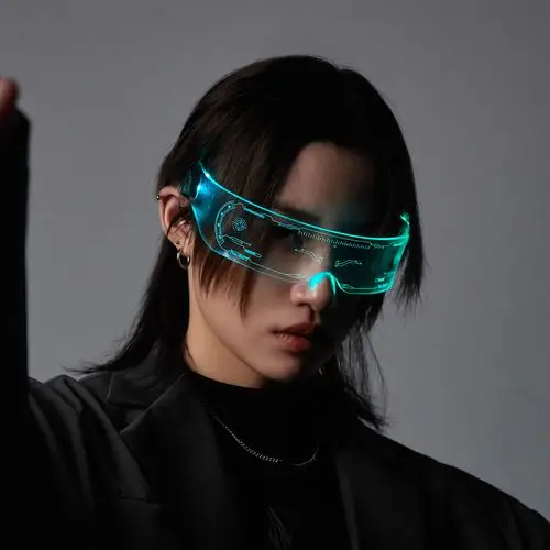 赛博朋克未来科技感发光护目眼镜科幻led眼镜蹦迪摇摆拍照ins潮牌