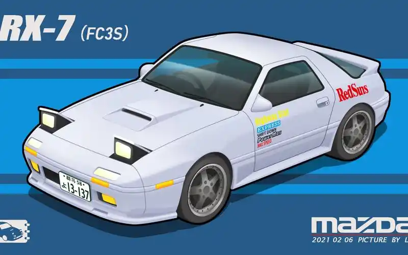 《头文字d》高桥凉介 马自达 rx-7 fc3s 重置版 绘制过程